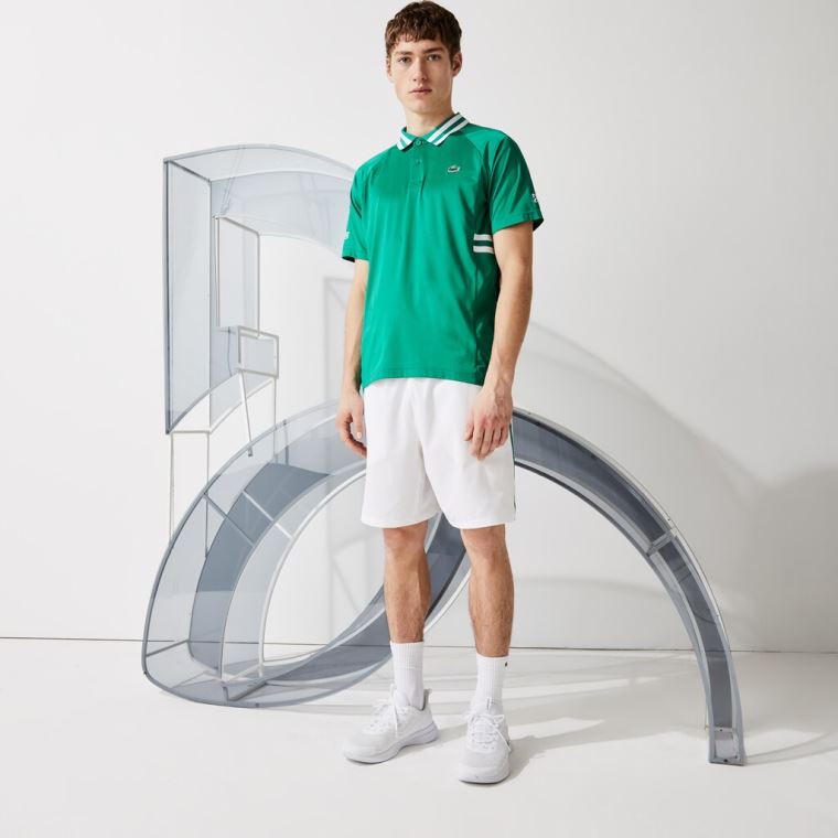 Lacoste SPORT x Novak Djokovic Légáteresztő Ultra-Dry Polo Zöld Fehér | PffMjAFb