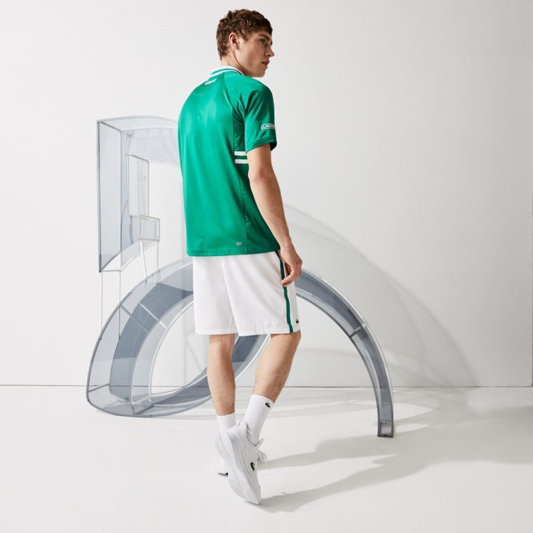 Lacoste SPORT x Novak Djokovic Légáteresztő Ultra-Dry Polo Zöld Fehér | PffMjAFb