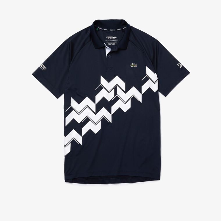 Lacoste SPORT x Novak Djokovic Légáteresztő Jersey Polo Shirt Sötétkék Kék Fehér | jIRweih6