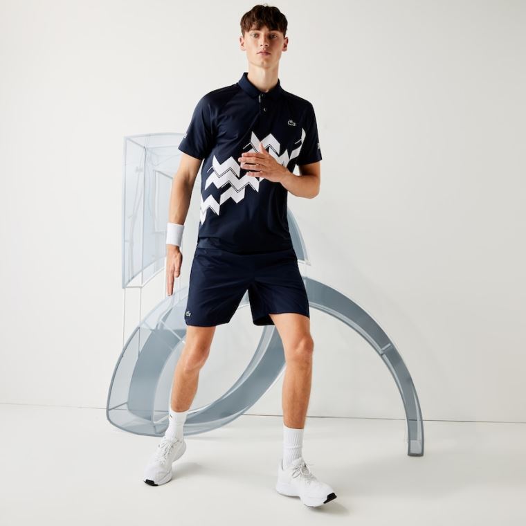 Lacoste SPORT x Novak Djokovic Stretch Taffeta Shorts Sötétkék Kék Fehér | hOWSvdnk