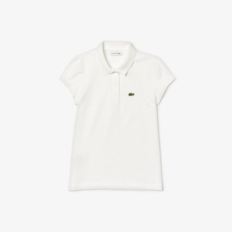 Lacoste Scalloped Collar Mini Piqué Polo Shirt Fehér | QM2SzXlr