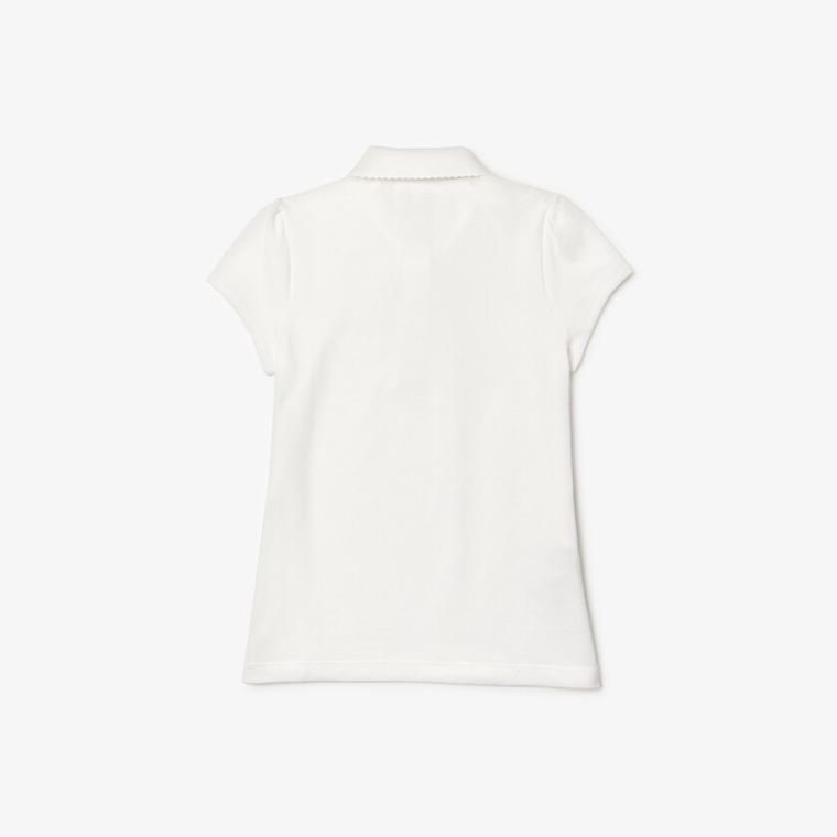 Lacoste Scalloped Collar Mini Piqué Polo Shirt Fehér | QM2SzXlr