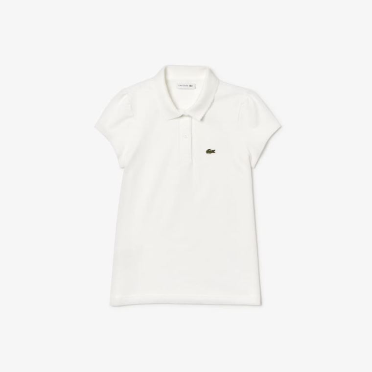 Lacoste Scalloped Collar Mini Piqué Polo Shirt Fehér | QM2SzXlr