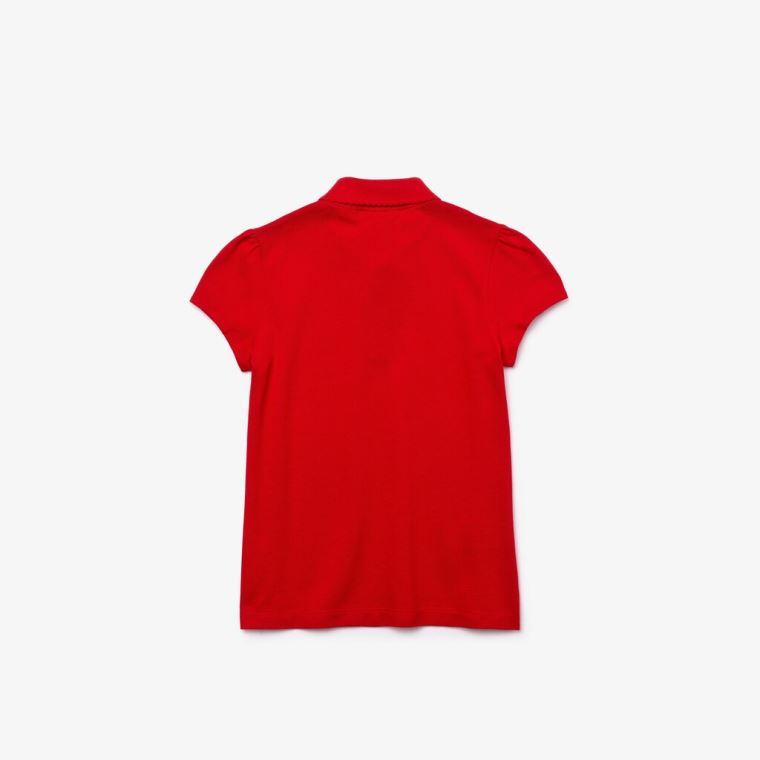 Lacoste Scalloped Collar Mini Piqué Polo Shirt Piros | Ro1JNoIR