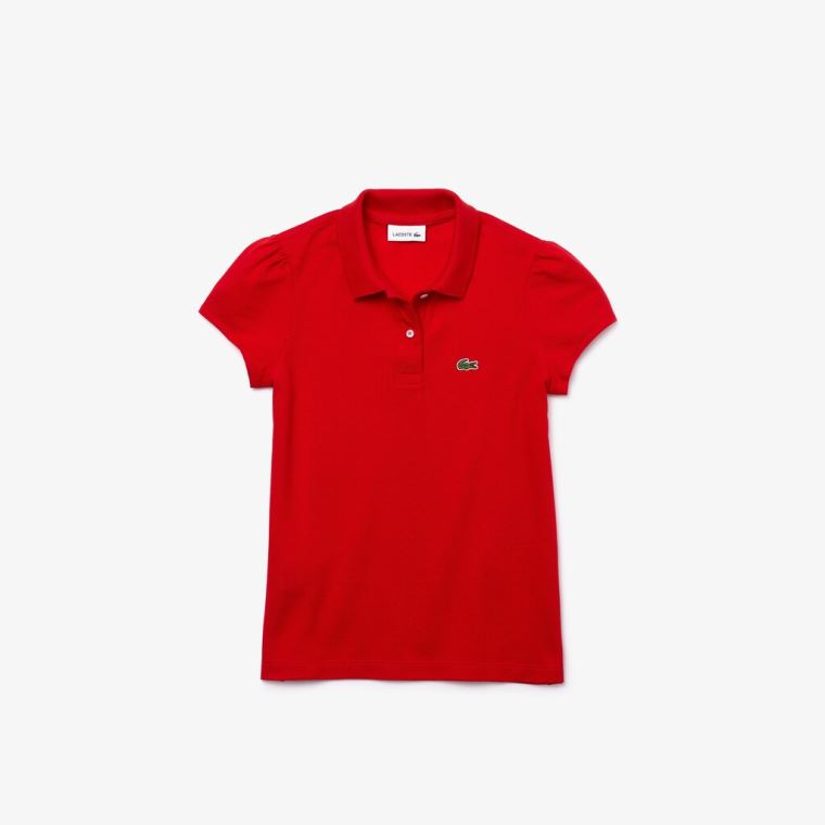 Lacoste Scalloped Collar Mini Piqué Polo Shirt Piros | Ro1JNoIR