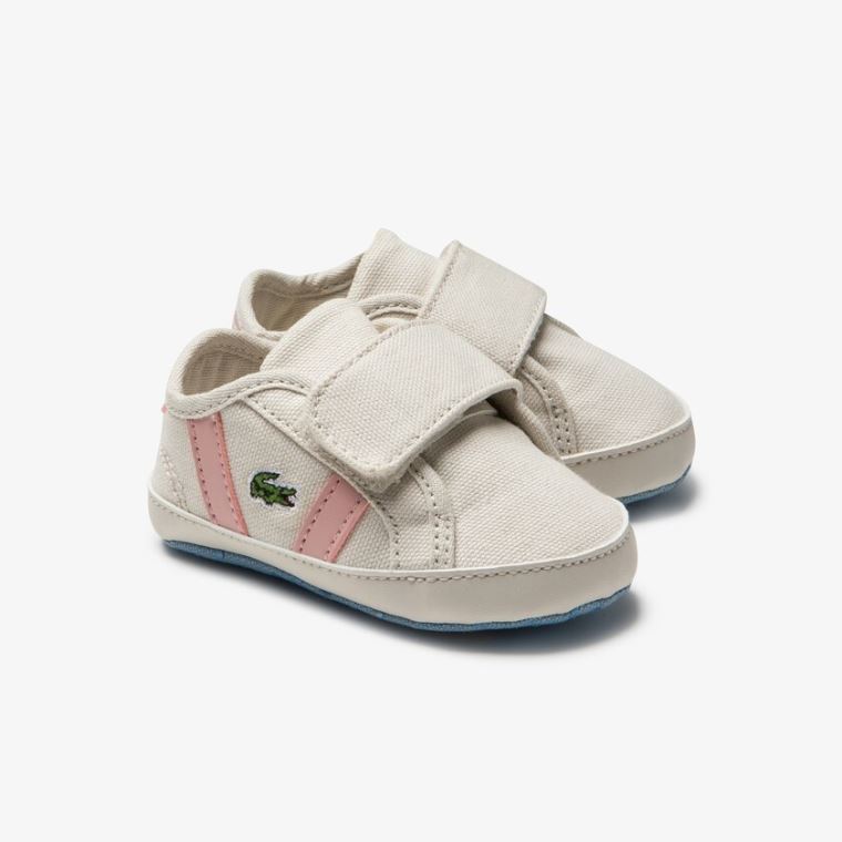 Lacoste Sideline Crib Vászon Sneakers Fehér Világos Rózsaszín | CHX14gPi