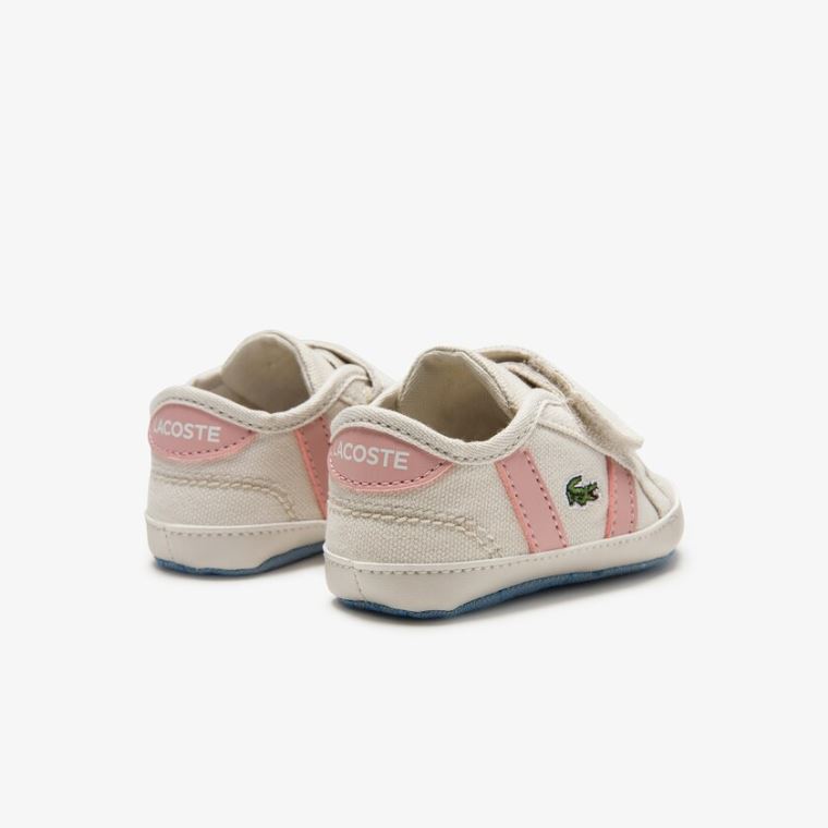 Lacoste Sideline Crib Vászon Sneakers Fehér Világos Rózsaszín | CHX14gPi