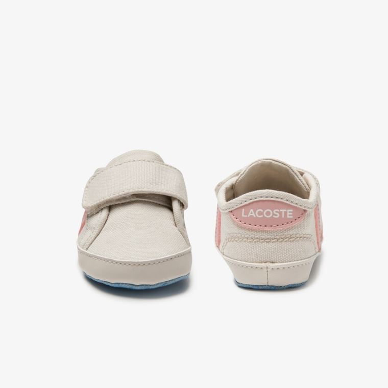 Lacoste Sideline Crib Vászon Sneakers Fehér Világos Rózsaszín | CHX14gPi