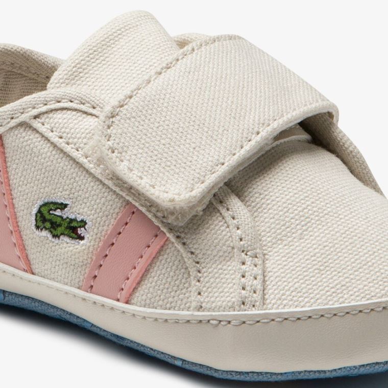 Lacoste Sideline Crib Vászon Sneakers Fehér Világos Rózsaszín | CHX14gPi