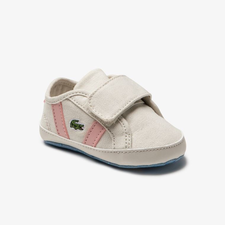 Lacoste Sideline Crib Vászon Sneakers Fehér Világos Rózsaszín | CHX14gPi