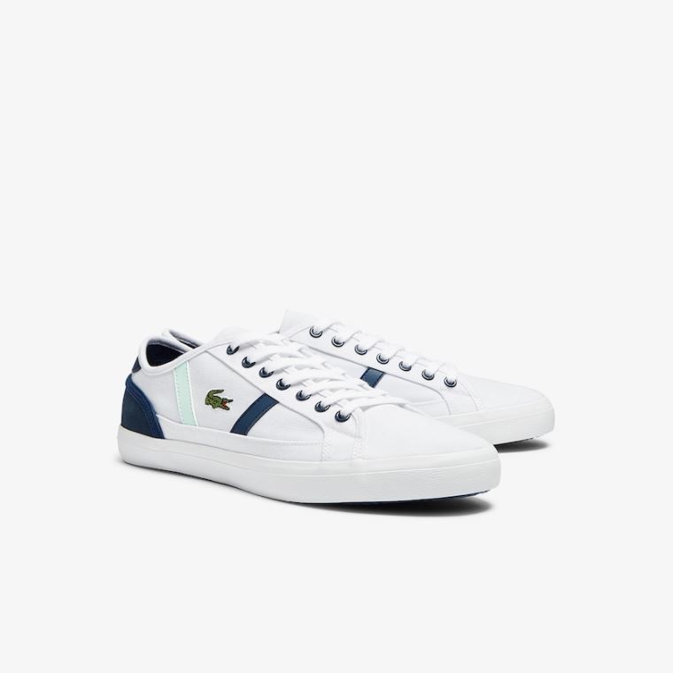 Lacoste Sideline Vászon Sneakers Fehér Sötétkék | mFGOKlmk