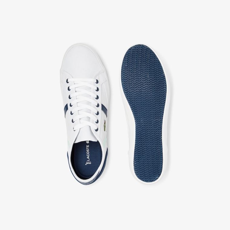 Lacoste Sideline Vászon Sneakers Fehér Sötétkék | mFGOKlmk