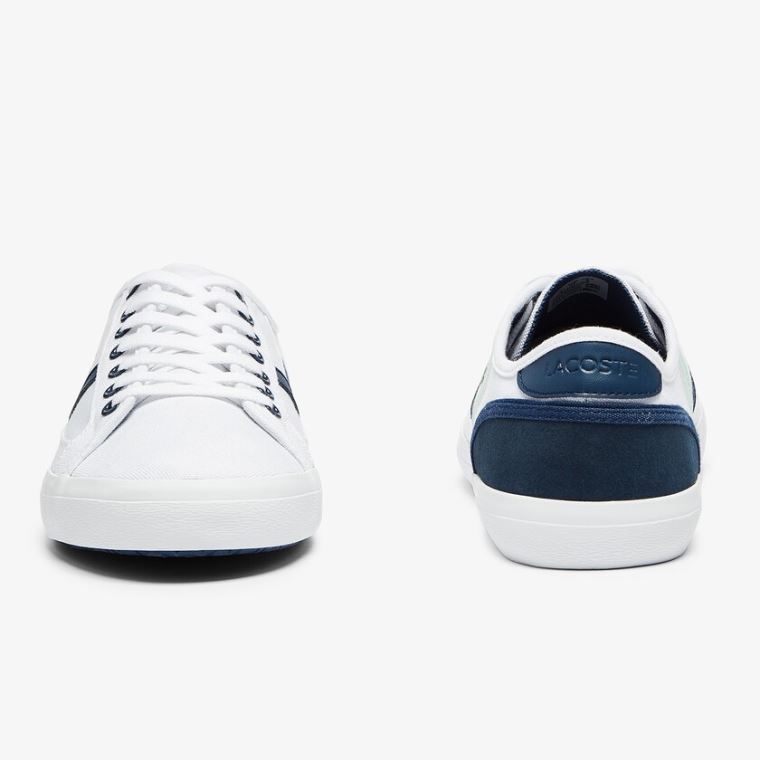 Lacoste Sideline Vászon Sneakers Fehér Sötétkék | mFGOKlmk