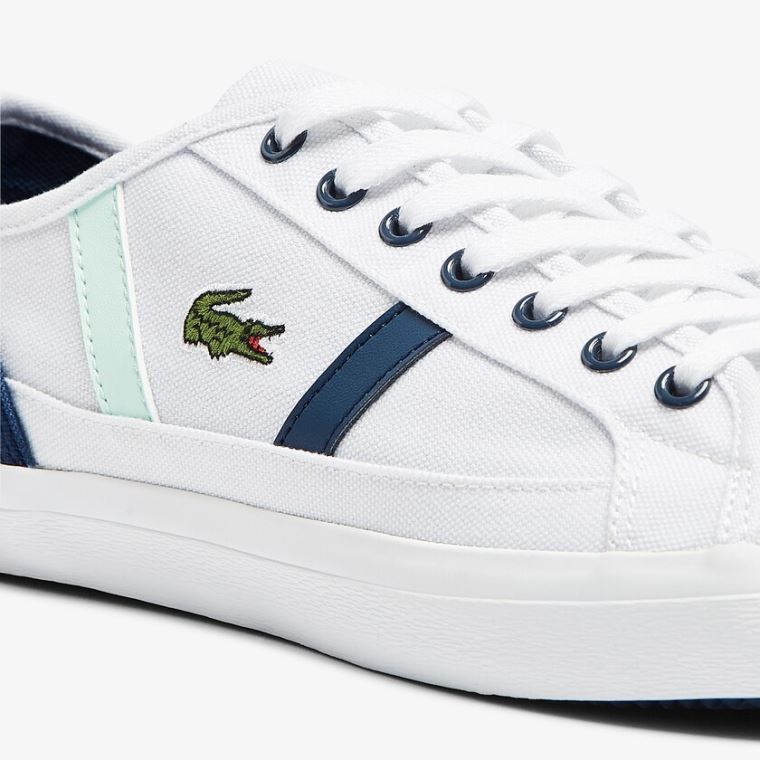 Lacoste Sideline Vászon Sneakers Fehér Sötétkék | mFGOKlmk