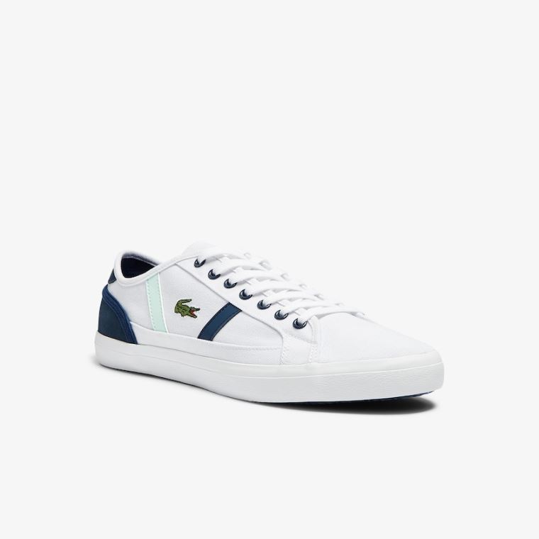 Lacoste Sideline Vászon Sneakers Fehér Sötétkék | mFGOKlmk