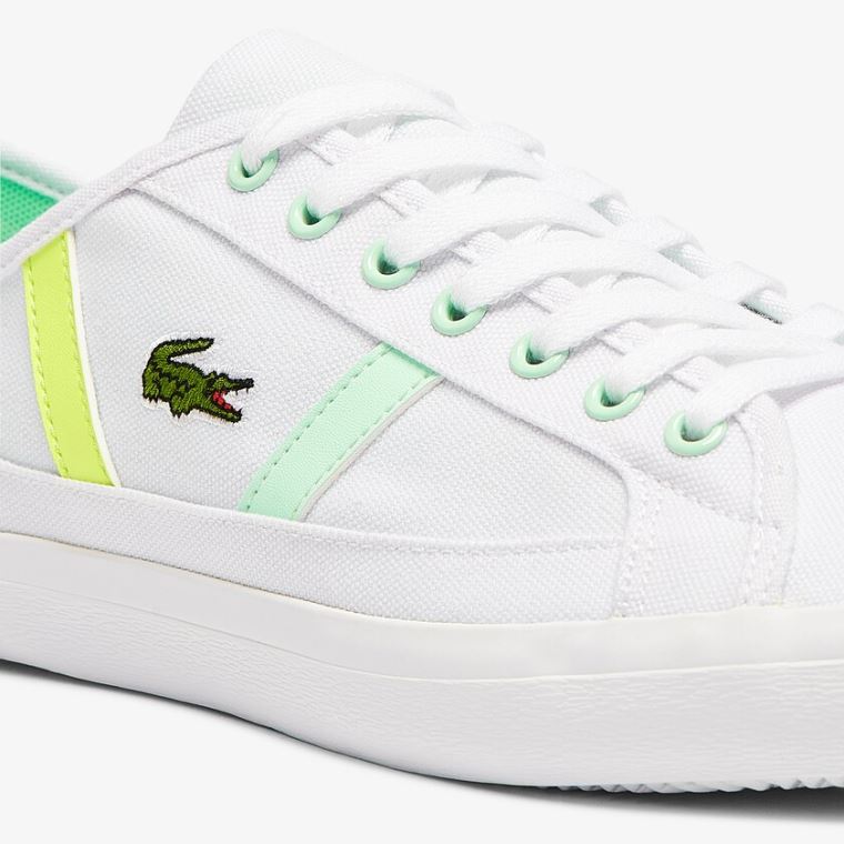 Lacoste Sideline Vászon Sneakers Fehér Világos Zöld | QnXHNV3d