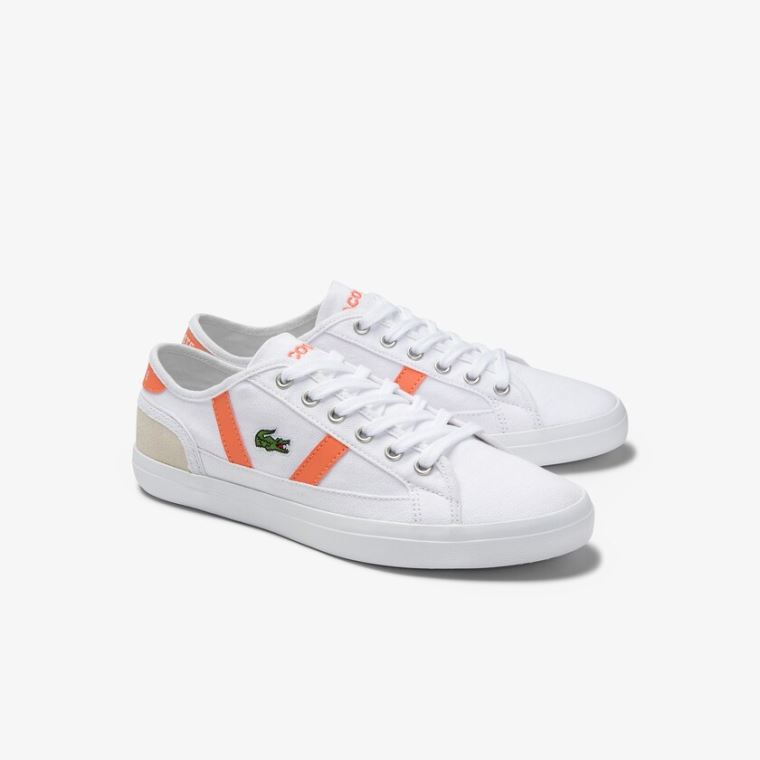 Lacoste Sideline Vászon and Velúr Sneakers Fehér Narancssárga | 9lxsgEiN