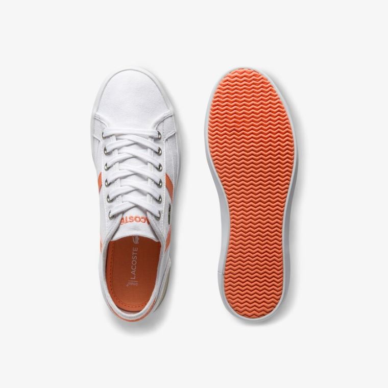 Lacoste Sideline Vászon and Velúr Sneakers Fehér Narancssárga | 9lxsgEiN