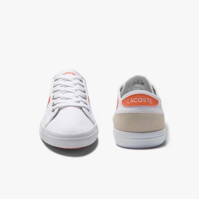 Lacoste Sideline Vászon and Velúr Sneakers Fehér Narancssárga | 9lxsgEiN