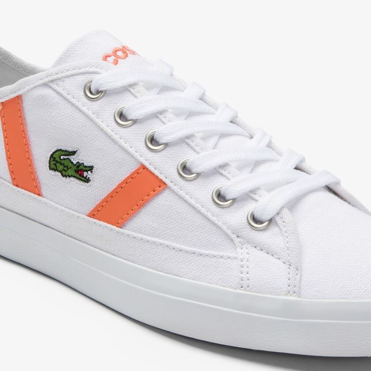 Lacoste Sideline Vászon and Velúr Sneakers Fehér Narancssárga | 9lxsgEiN