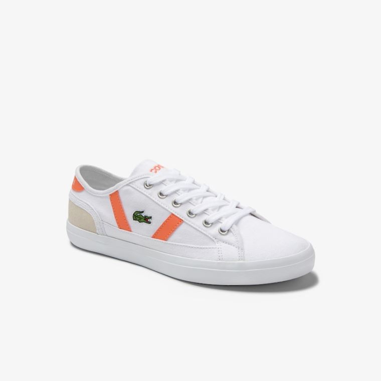 Lacoste Sideline Vászon and Velúr Sneakers Fehér Narancssárga | 9lxsgEiN