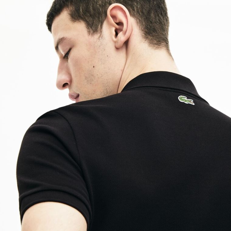 Lacoste Signature Pamut Polo Fekete | aCpqAetj