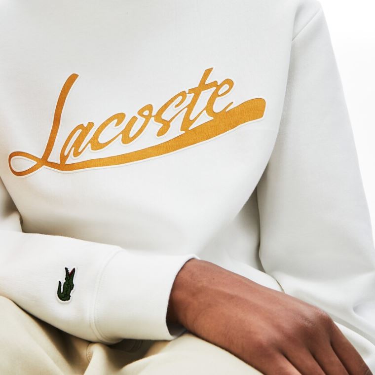 Lacoste Signature Print Crew Neck Sweatshirt Fehér | dHE1Pkbr