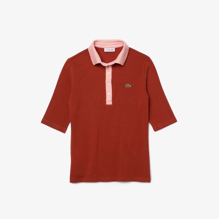 Lacoste Slim Fit Pamut Polo Shirt Barna Rózsaszín | m1mMGRZf