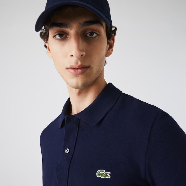 Lacoste Slim Fit Polo in Petit Piqué Sötétkék Kék | UYcg4kFH