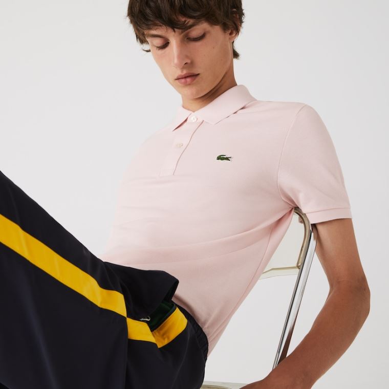 Lacoste Slim Fit Polo in Petit Piqué Világos Rózsaszín | 7mvIquiQ