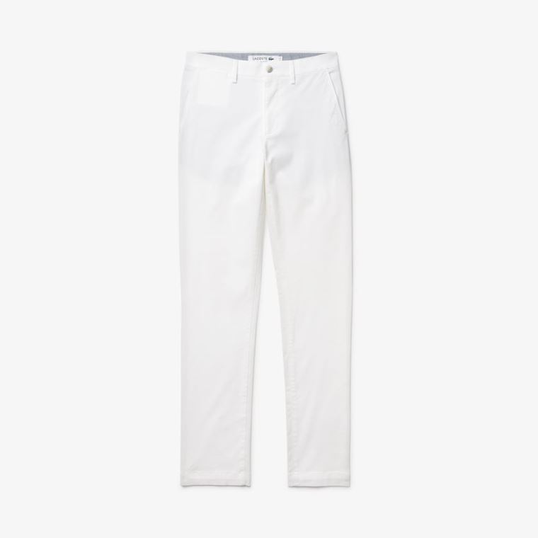 Lacoste Slim Fit Stretch Gabardine Chino Pants Fehér | qVMdehul