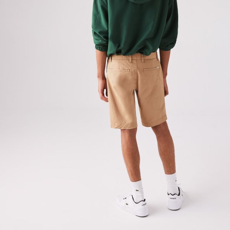 Lacoste Slim Fit Stretch Gabardine Shorts Bézs | 8w04RvnJ