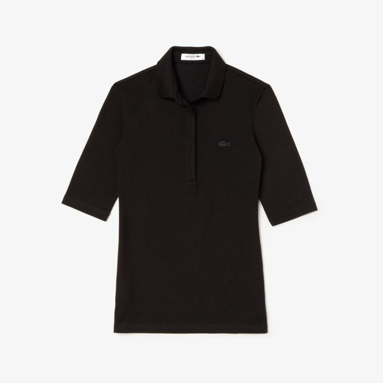 Lacoste Slim Fit Stretch Mini Piqué Polo Shirt Fekete | LQ8MPYU2