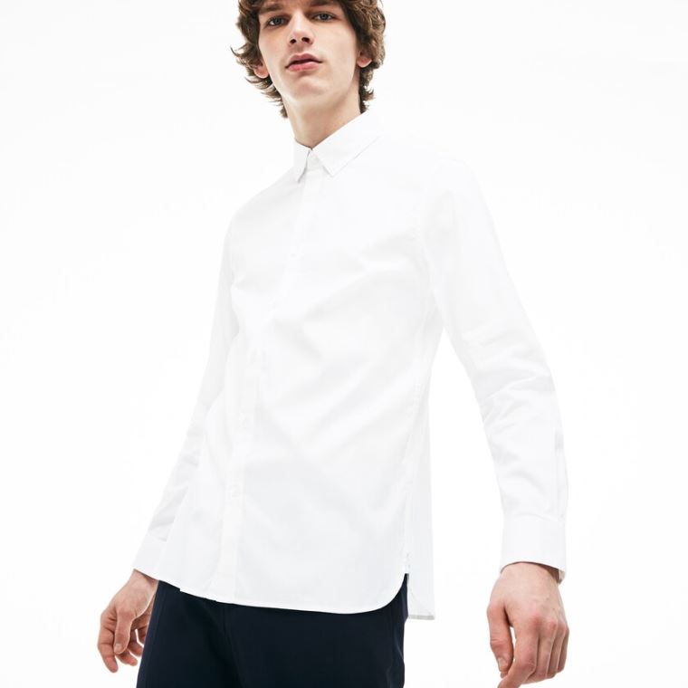 Lacoste Slim Fit Stretch Pamut Pinpoint Shirt Fehér | gSaTfX6E