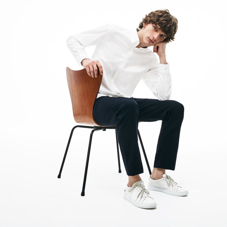 Lacoste Slim Fit Stretch Pamut Pinpoint Shirt Fehér | gSaTfX6E