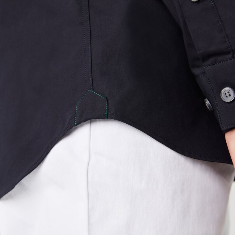 Lacoste Slim Fit Stretch Pamut Poplin Shirt Sötétkék Kék | mq6tgsId