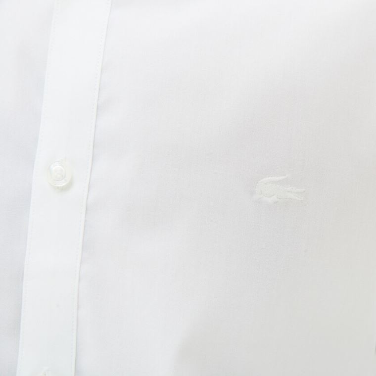 Lacoste Slim Fit Stretch Pamut Shirt Fehér | ixxLyPqE