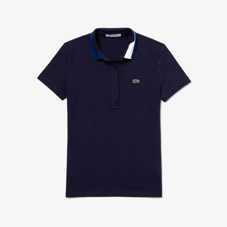 Lacoste Slim Fit Stretch Piqué Polo Shirt Sötétkék Kék | QjxLPz9A