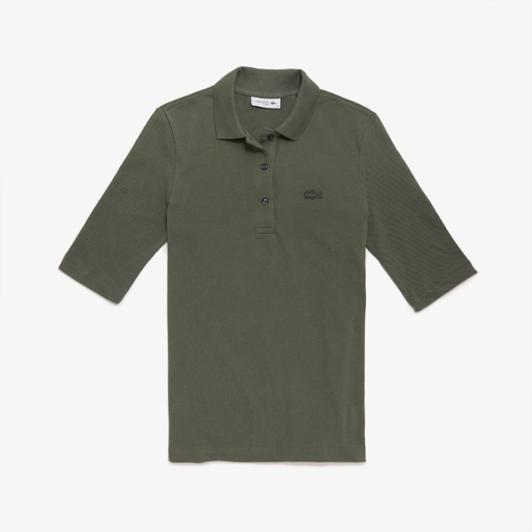 Lacoste Slim Fit Supple Pamut Polo Khaki Zöld | hiqcqMda