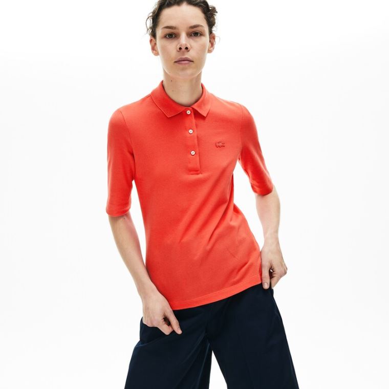 Lacoste Slim Fit Supple Pamut Polo Piros | BQ5yxElR