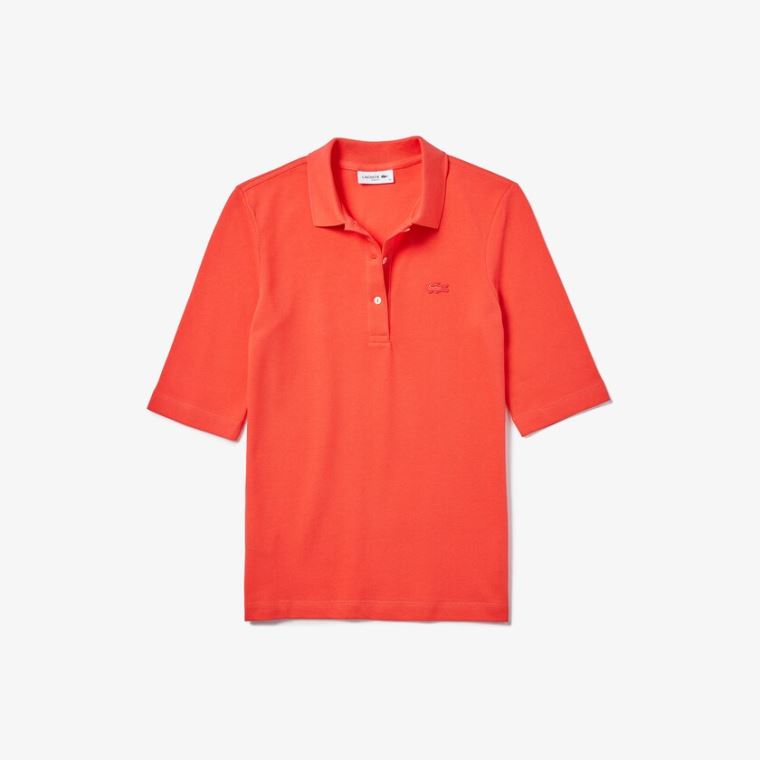 Lacoste Slim Fit Supple Pamut Polo Piros | BQ5yxElR