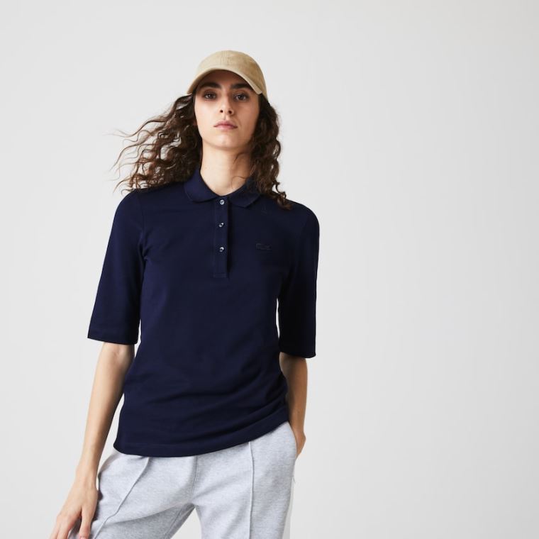 Lacoste Slim Fit Supple Pamut Polo Sötétkék Kék | Ivu0de0Y