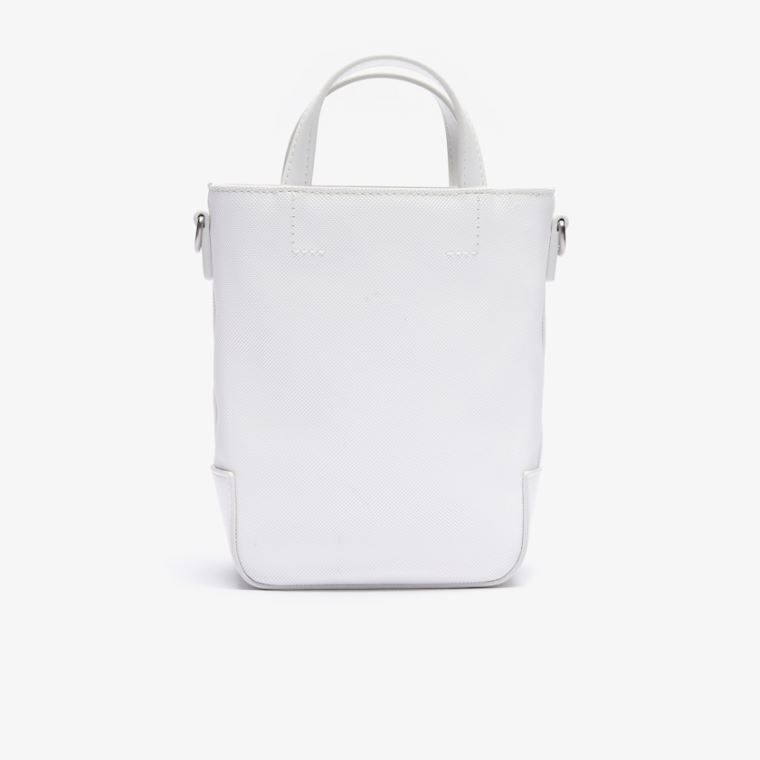 Lacoste Small Piqué Vászon Tote Bag Fehér | kMyXfILl