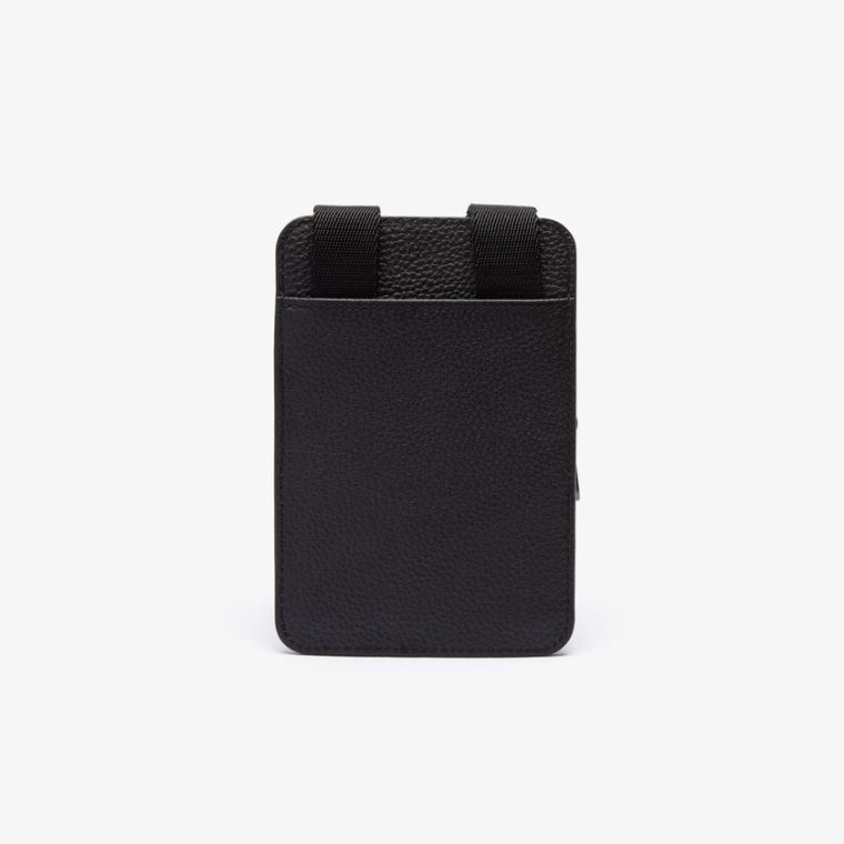 Lacoste Soft Matte Grained Bőr Smartphone Pouch Fekete | GvQh98NR