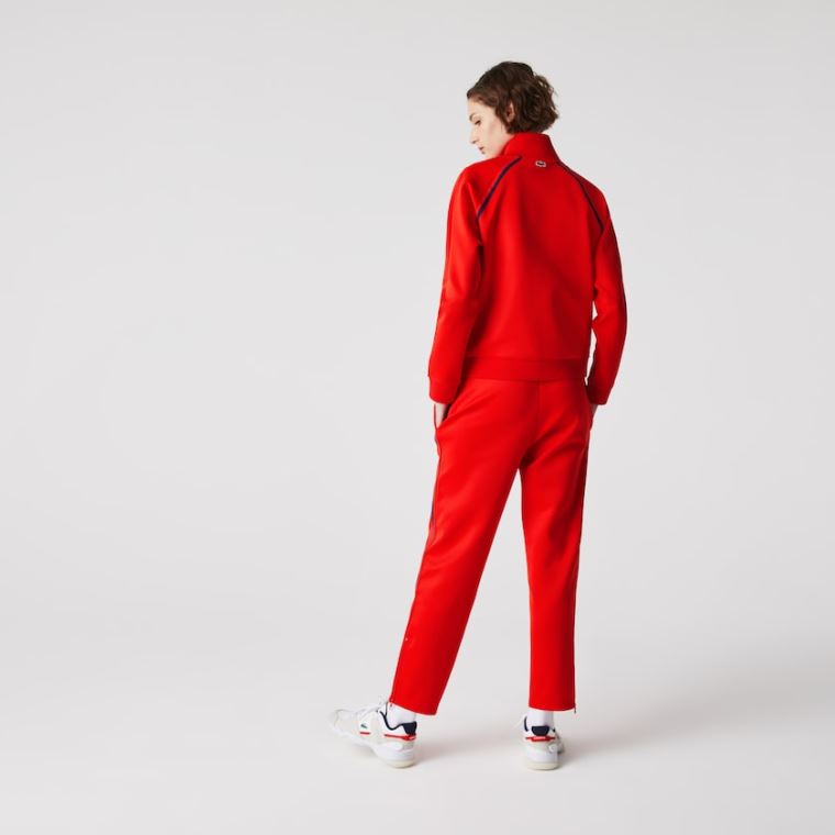 Lacoste Straight Cut Contrast Bands Tracksuit Pants Piros Kék Piros | 66JkjQq1