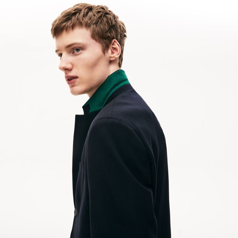 Lacoste Straight-Cut Wool Jacket Sötétkék Kék | eZo6z3HS