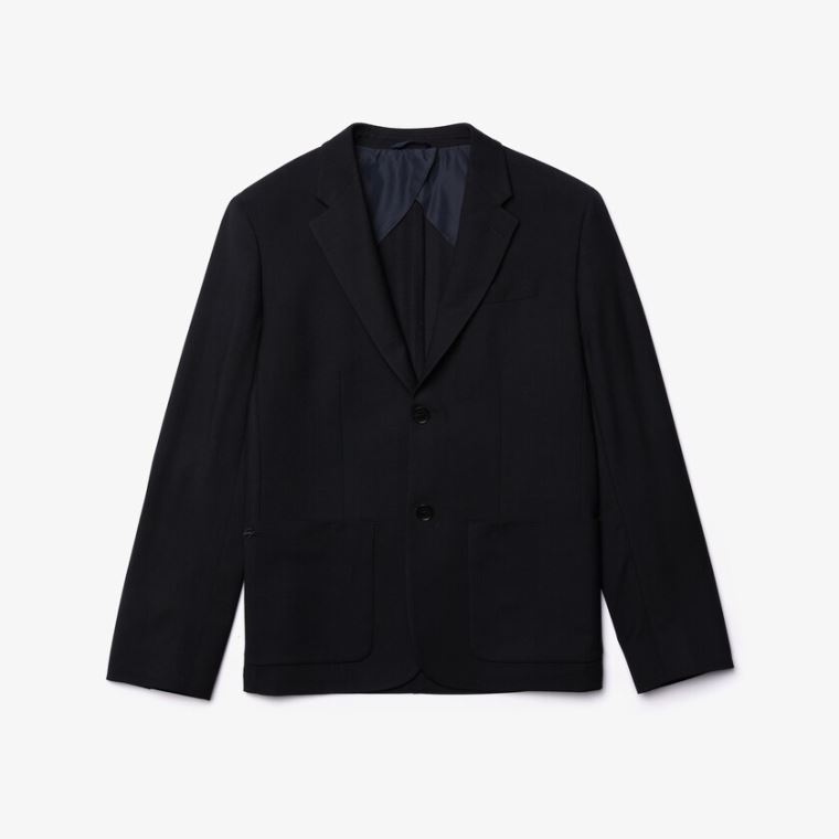 Lacoste Straight-Cut Wool Jacket Sötétkék Kék | eZo6z3HS