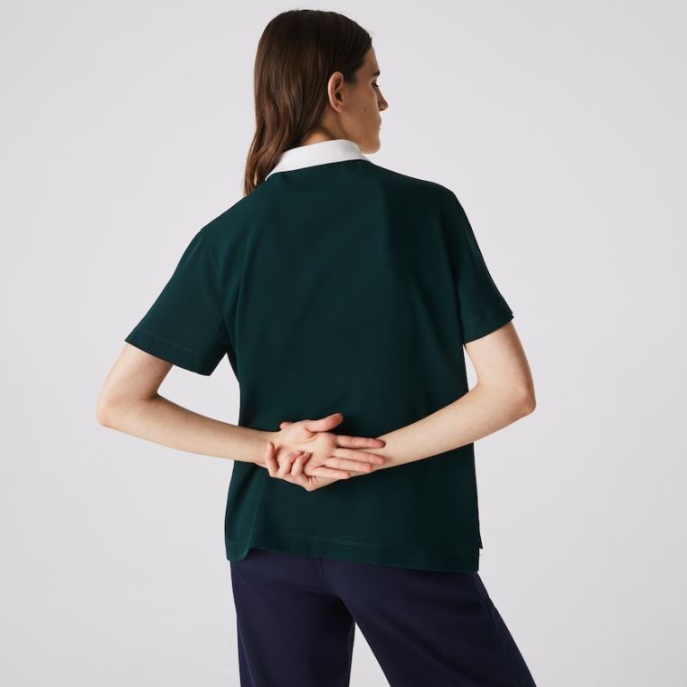 Lacoste Straight fit Colourblock Flowy And Könnyű Polo Zöld Sötétkék Kék Fehér | rpltmiCV