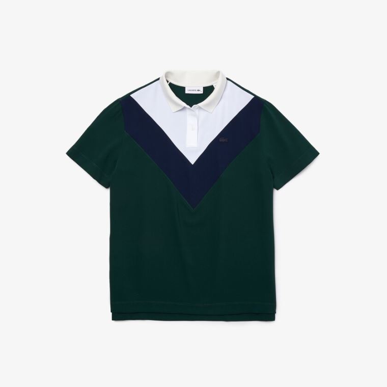 Lacoste Straight fit Colourblock Flowy And Könnyű Polo Zöld Sötétkék Kék Fehér | rpltmiCV