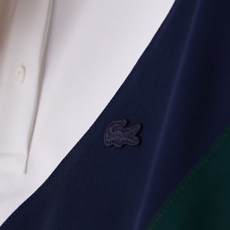 Lacoste Straight fit Colourblock Flowy And Könnyű Polo Zöld Sötétkék Kék Fehér | rpltmiCV